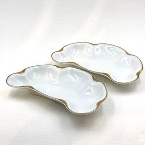 Limoges pair of porcelain gold rimmed candy dishes